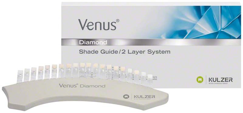 Venus® Diamond Farbschlüssel mit Verpackung im Hintergrund.