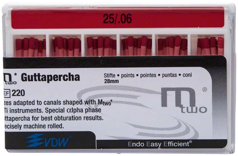 Mtwo Guttapercha Spitzen Gr. 25/.06 in Kunststoffbox.