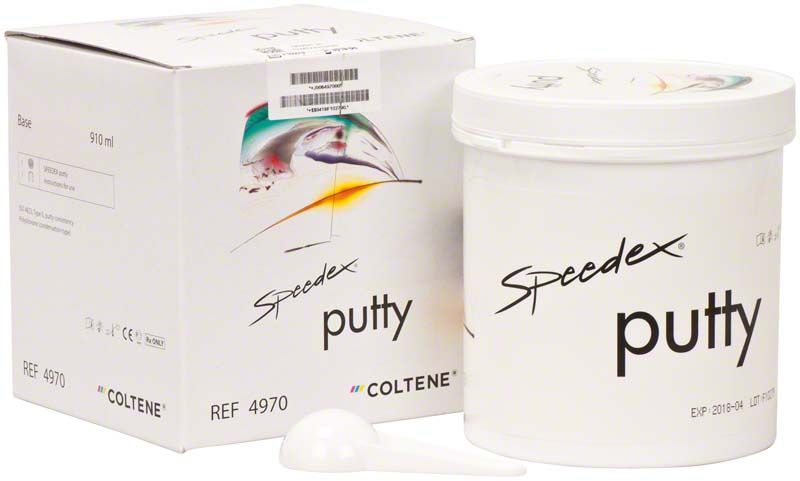 Speedex® Putty 910 ml Abformmaterial-Verpackung mit Knetmasse und Dosierlöffel.
