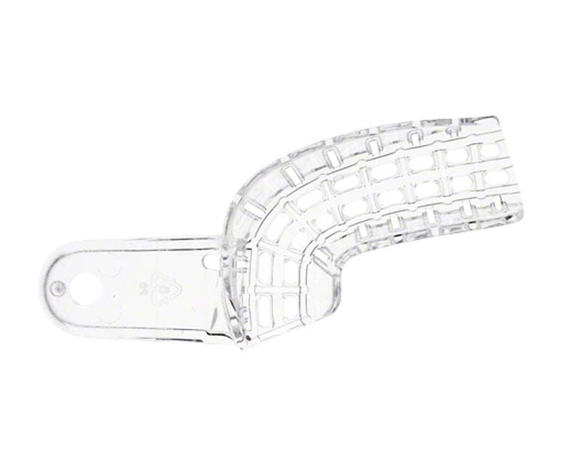 Einweg-Abdrucklöffel aus klarem Kunststoff mit Verstrebungen, Größe 8.