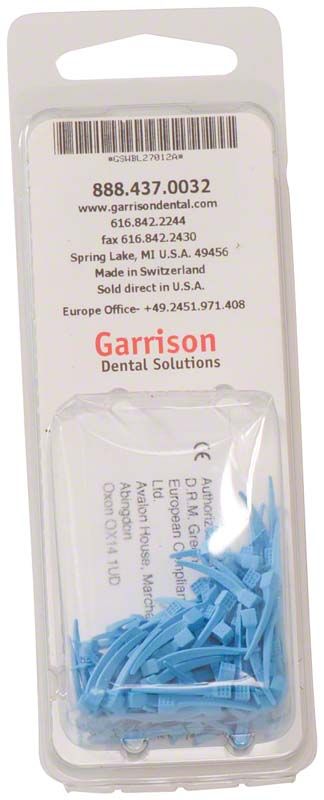 Blauer G-Wedge Keil von Garrison Dental Solutions in Verpackung.