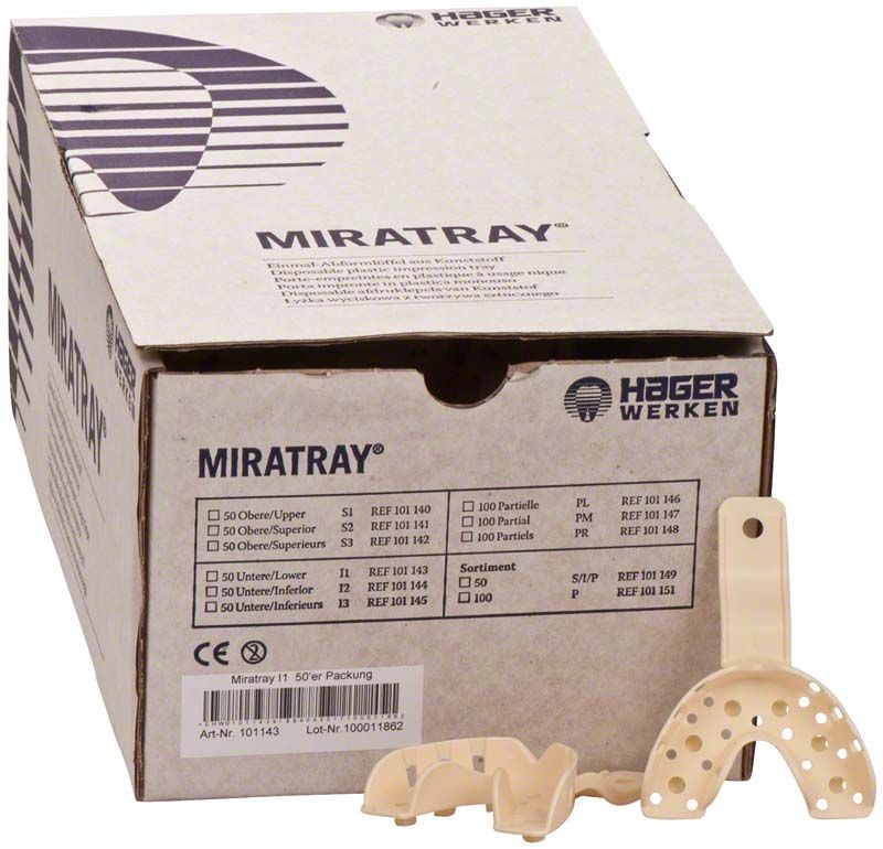 Verpackung und Einmal-Abformlöffel Miratray® 50er UK I1 klein von medic-star.