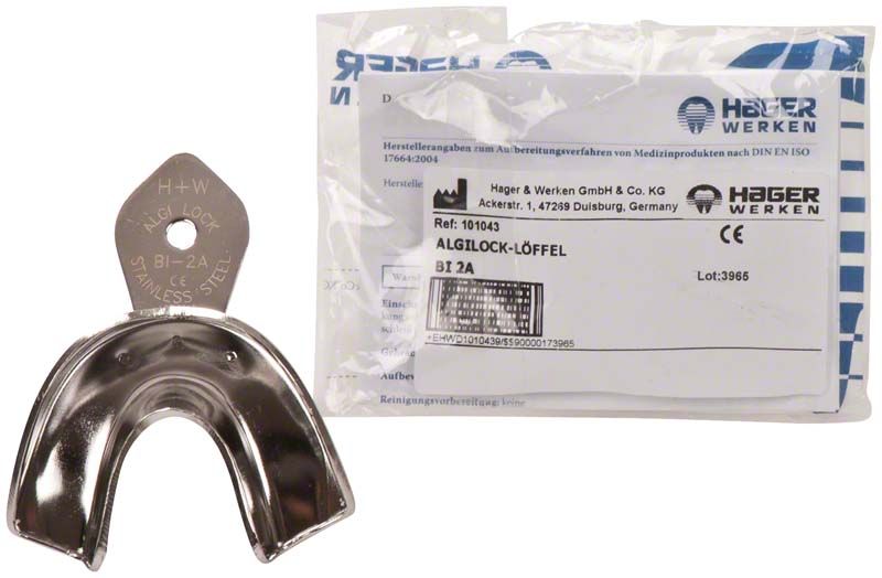 Abformlöffel ALGILOCK®-LÖFFEL glatt UK BI 2A mit Verpackung.