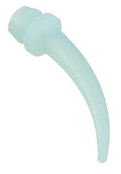 Intraoraltip, Detailansicht des gebogenen Applikationsansatzes in Hellblau.