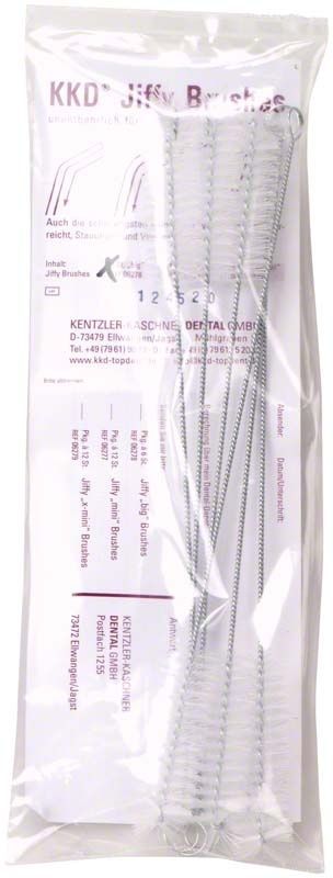 Absaugkanülen Reinigungsbürsten in transparenter Verpackung mit Produktinformationen.