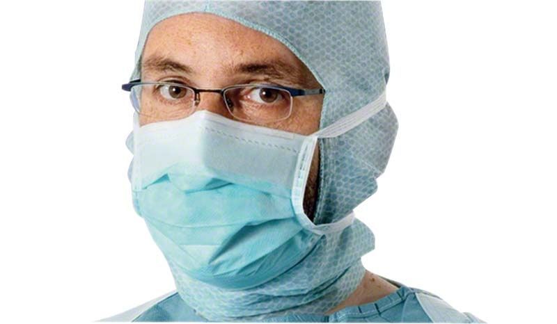 Gesicht mit Foliodress® Mask Comfort Anti-Fogging für Brillenträger.