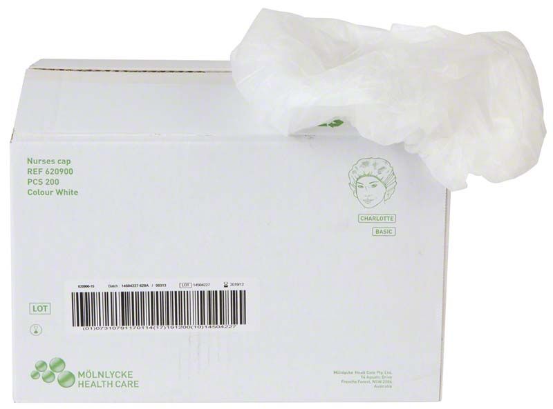 Patientenhaube Barrier® OP-Haube Charlotte Weiß, 200 Stück Verpackung.