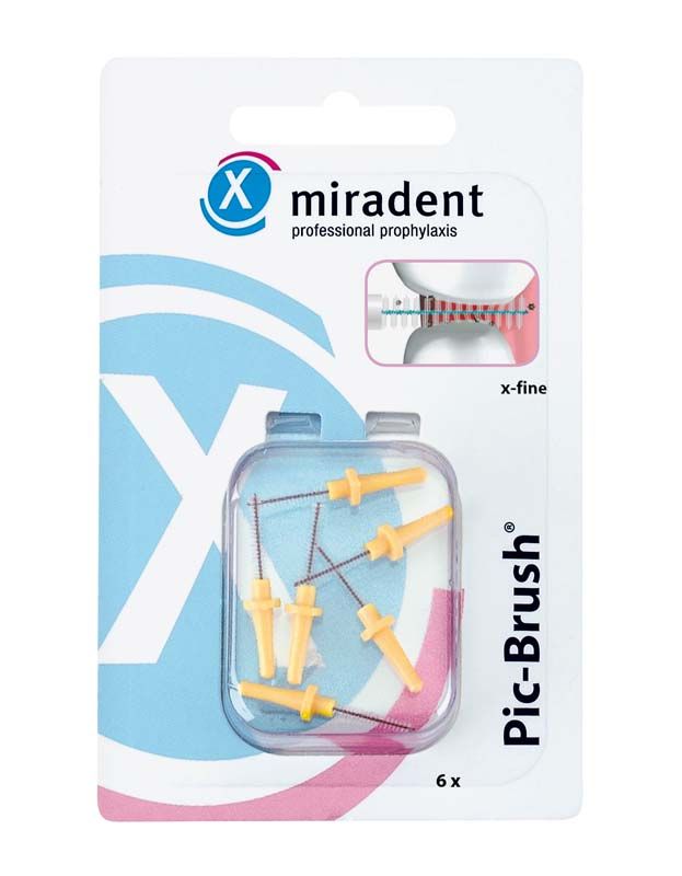 Pic-Brush® Ersatzbürsten 6er Packung, gelb, x-fein, in Blisterverpackung.