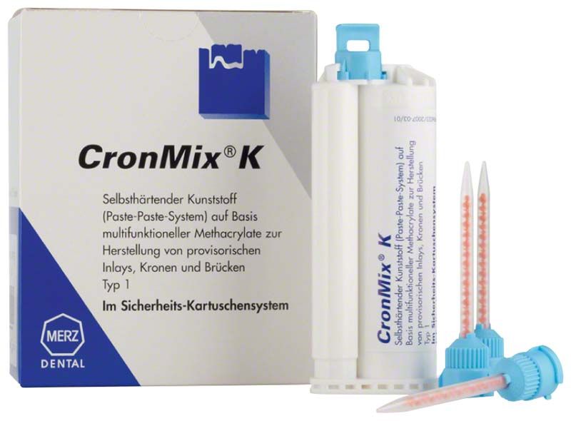 CronMix K Kartuschensystem mit Verpackung und Mischkanülen.