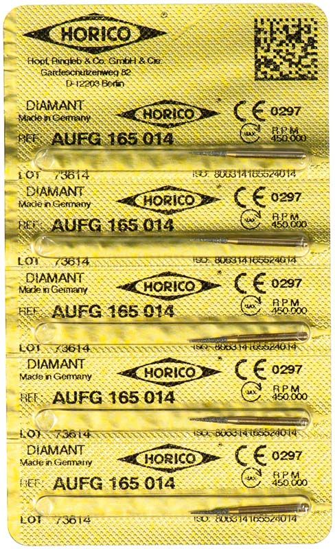 Blisterverpackung der Löwenschleifer AuFG 165 014 mit gelbem Hintergrund.