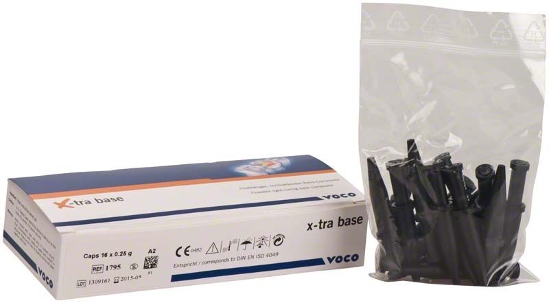 X-tra base Caps A2 16x0,25g von VOCO mit Verpackung und Einzelkapseln.