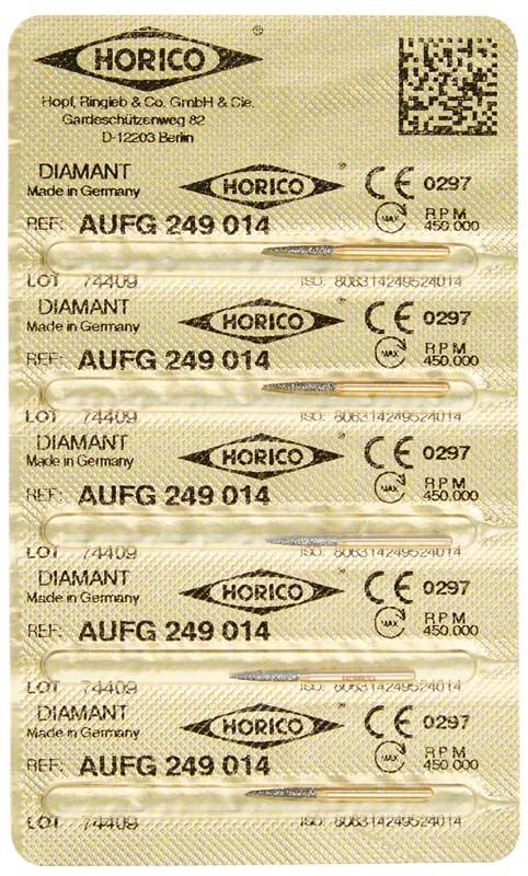 Verpackung von Löwenschleifer AuFG 249 014 Diamanteninstrumenten.
