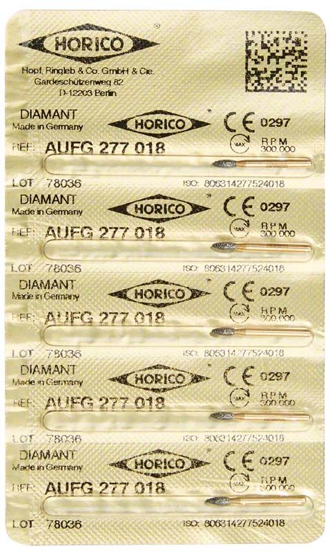 Verpackung von Diamantschleifern Löwenschleifer AuFG 277 018 für Dentalmedizin.