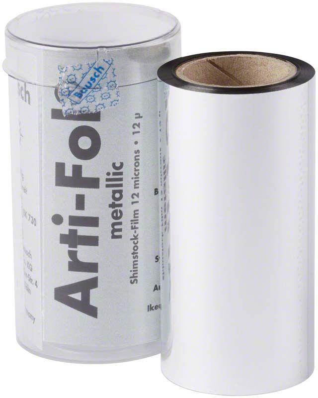 Arti-Fol® metallic 12µ Rolle, schwarze Okklusionsprüffolie, 75mm breit.