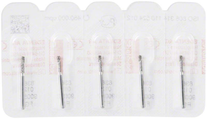 Diamantenschleifer FG 836 012 in Blisterverpackung für Zahnmedizin.