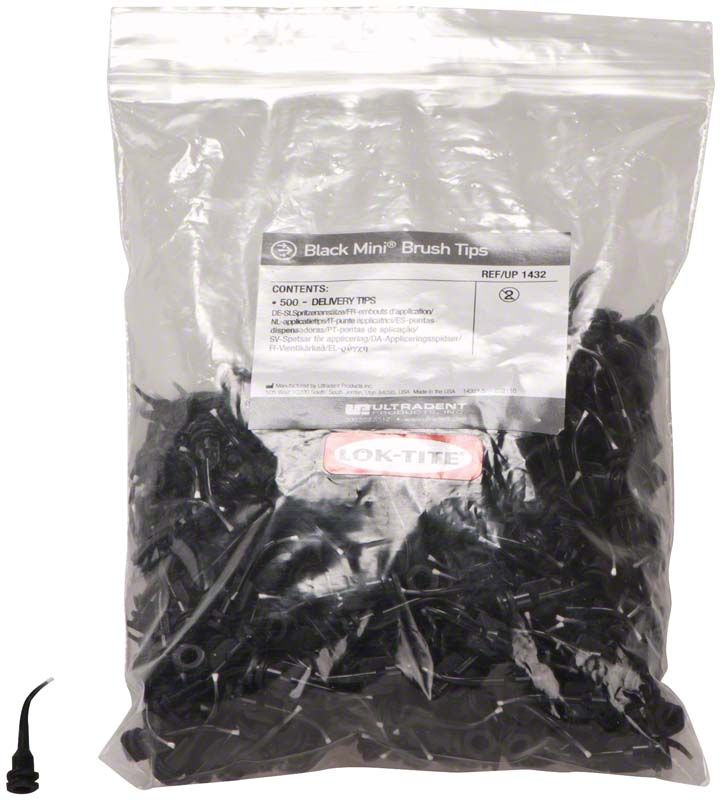 Schwarze gebogene Mini-Bürstenspitzen 1mm in transparenter Verpackung.