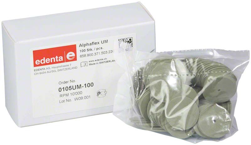 Alphaflex Polierer grün unmontiert in 100er Packung mit Verpackung.