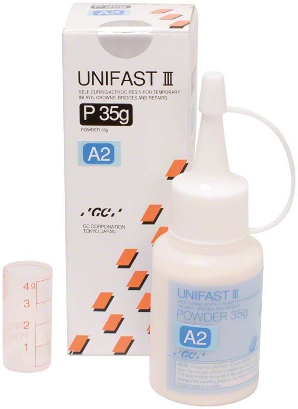 Unifast III Pulver A2 35g Flasche mit Messbecher und Verpackung.