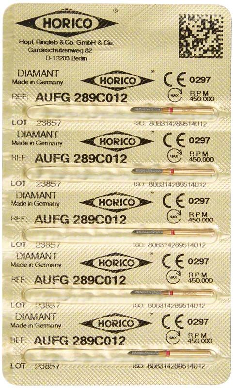 Verpackung von Löwenschleifer AuFG 289C 012 mit fünf Diamant-Schleifstiften.