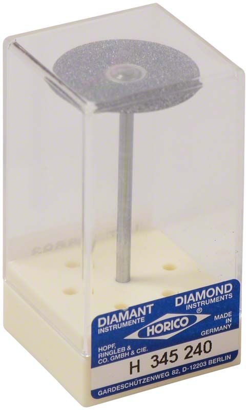 Diamantscheibe H 345 240 in transparenter Verpackung mit blauem Etikett.