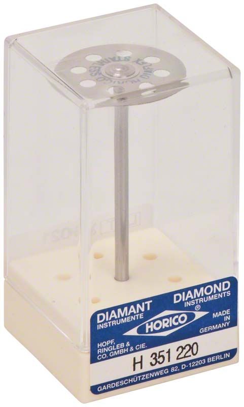 Diamantscheibe DIAFLEX®-Transvident H 351 220 in transparenter Verpackung.