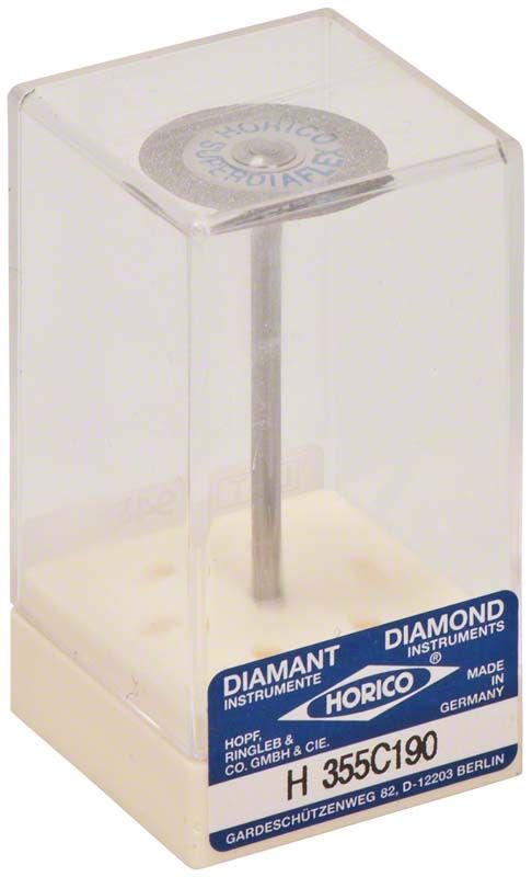 Diamantscheibe H 355 C 190 Superdiaflex in transparenter Verpackung.
