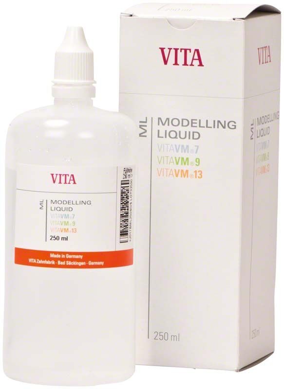 VITA VM Modelling Liquid 250ml Flasche und Verpackung mit Produktdetails.
