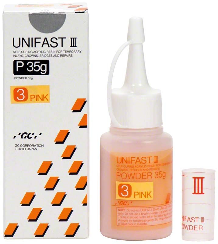 Unifast III Pulver Nr. 3 rosa 35g mit Verpackung und Flasche.