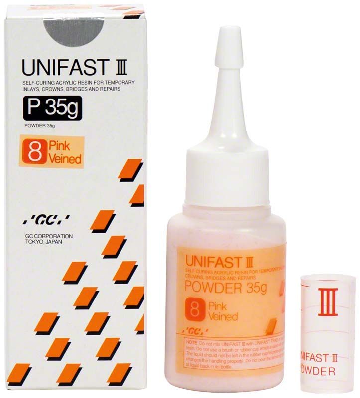 Unifast III Pulver Nr. 8 rosa geadert, 35g Flasche mit Verpackung.