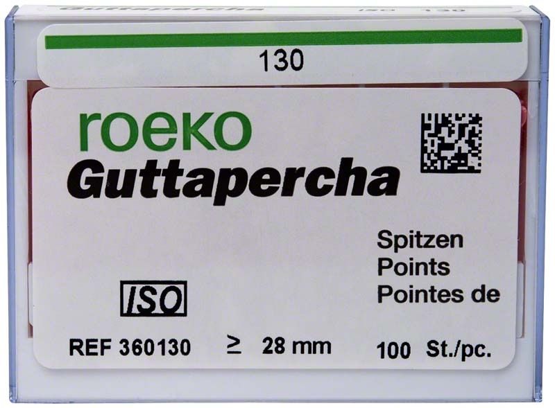 ROEKO Guttapercha-Spitzen rosa ISO, Schiebeschachtel Gr. 130, 100 Stück.