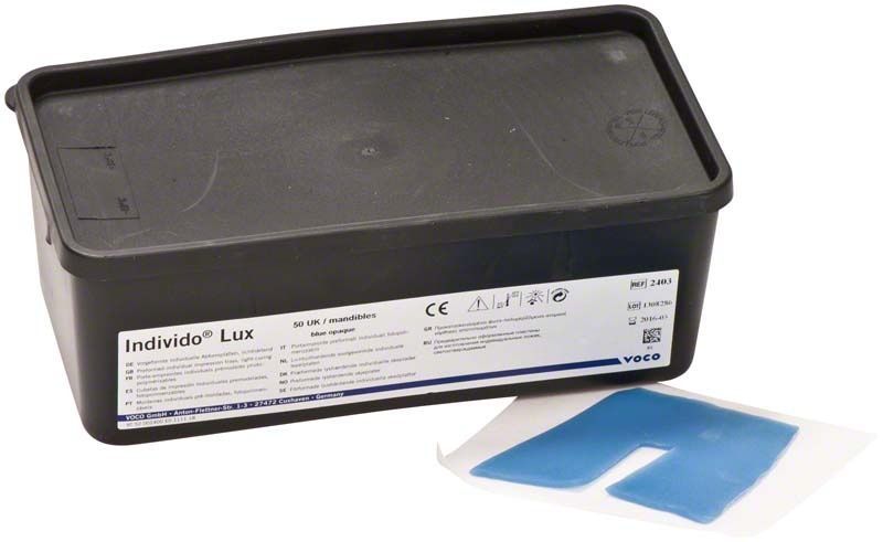 Individo Lux blau-opak vorgeformtes Löffelmaterial in schwarzer Verpackung
