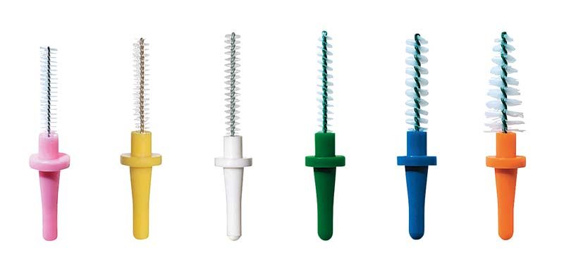 Sechs bunte Pic-Brush® Ersatzbürsten in unterschiedlichen Größen und Farben.