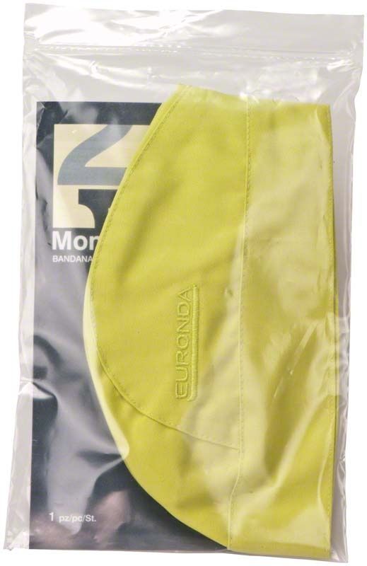 Monoart Bandana Kopfhaube in hellgrüner Farbe, verpackt in Kunststoffhülle.