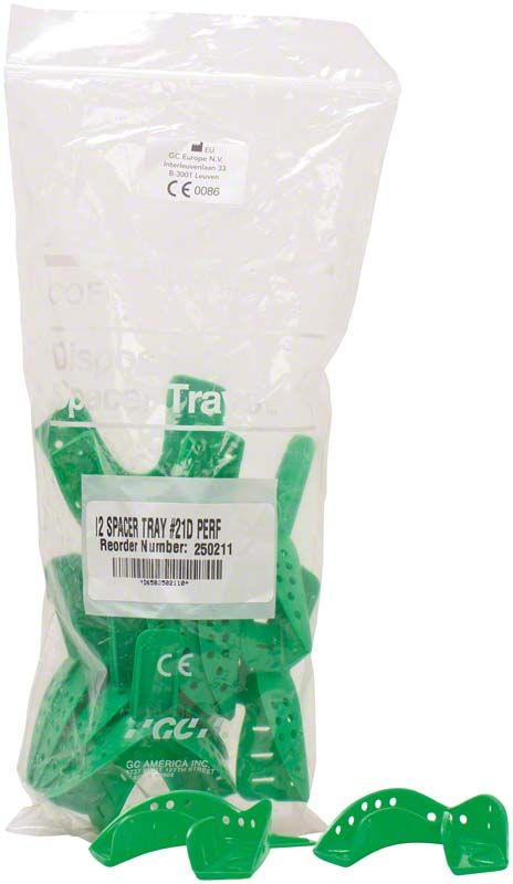 Grüne Einweg-Abformlöffel aus Kunststoff im 12er-Pack für Zahnmedizin.