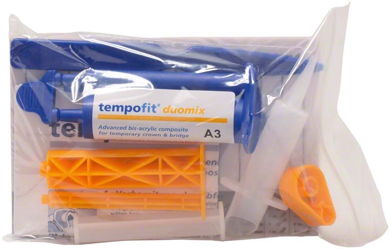 tempofit® duomix A3 Set mit Applikator und Zubehör in transparenter Verpackung