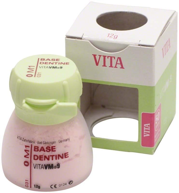 Dose mit VM9 3D Base Dentin 12g 0M1 und zugehöriger Verpackung.
