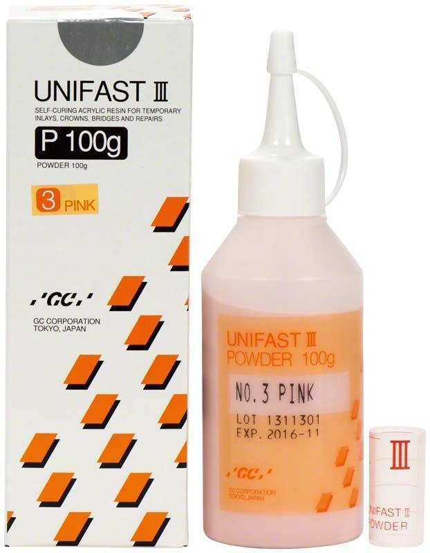Unifast III Pulver Nr. 3 rosa 100g Flasche und Verpackung.