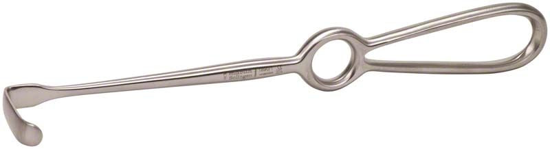 Wundhaken Langenbeck aus rostfreiem Edelstahl mit ergonomischem Griff.