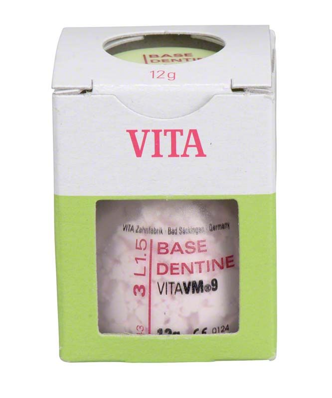 VM9 3D Base Dentin 12g im Karton mit Sichtfenster und Aufschrift "3L1.5".