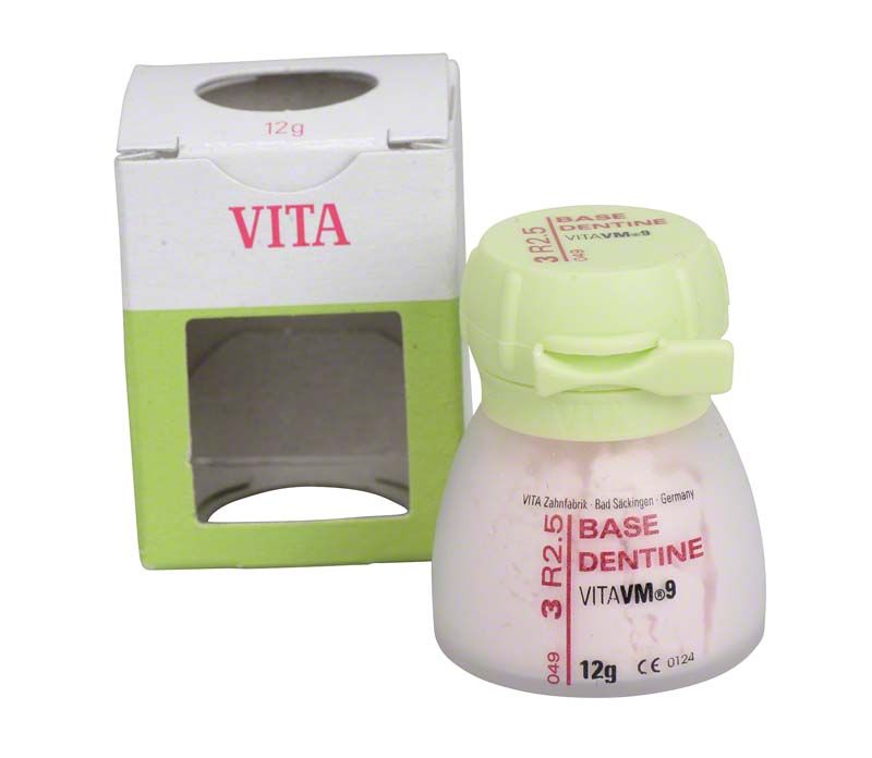 Behälter der VITA VM9 Base Dentin 3R2.5 mit geöffneter Verpackung.