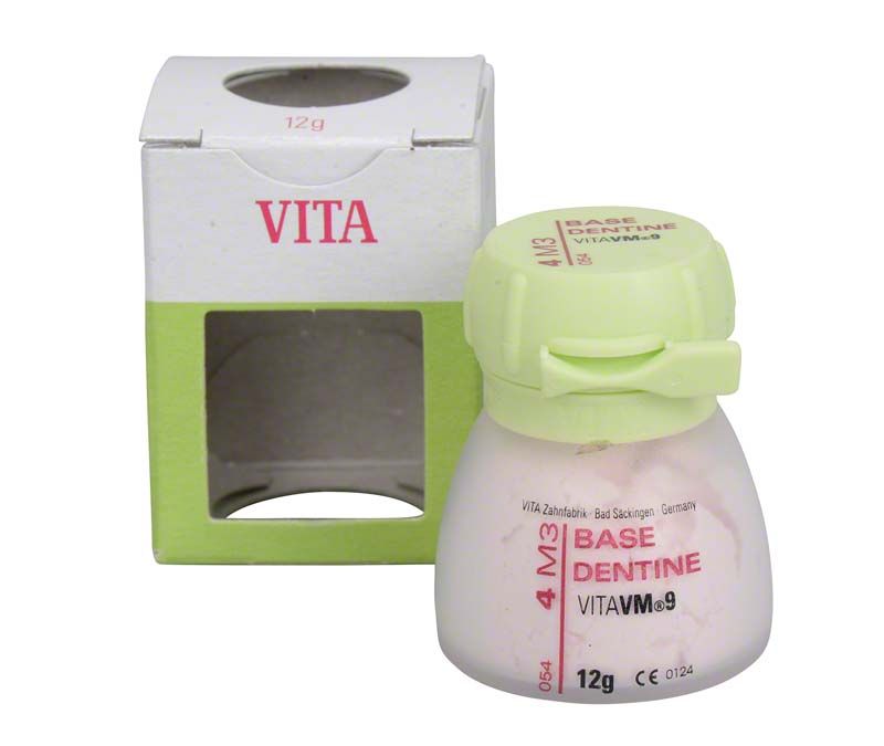 VITA VM9 Base Dentin 12g 4M3 in Kunststoffdose mit Kartonverpackung.