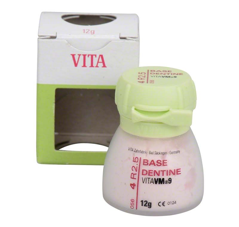 Dose VITA VM9 3D Base Dentin 12g 4R2.5 vor Verpackung.