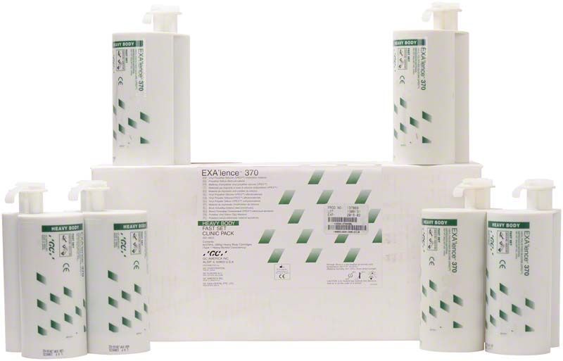 Sechserpack Exalence 370 Heavy Body Kartuschen, 370 ml, auf Karton.