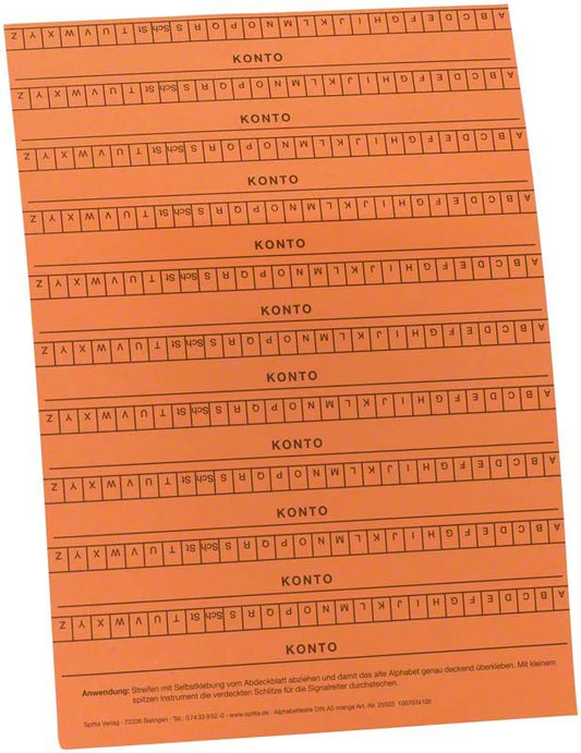 Image of Alphabetleiste DIN A5-Karteikarte selbstklebend orange