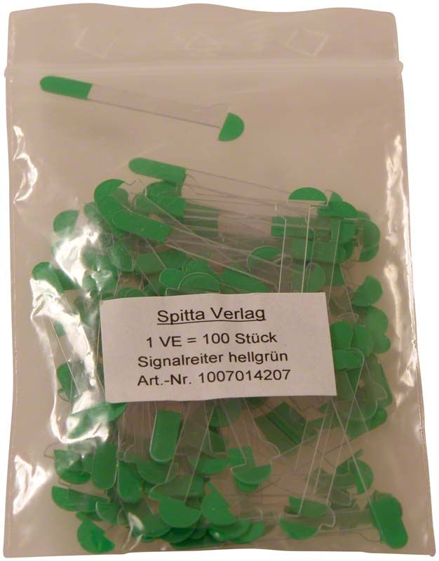 Signalreiter extra stark grün im transparenten Beutel, 100 Stück.