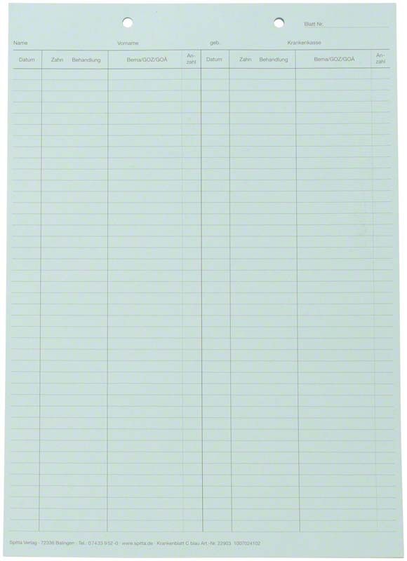 Krankenblatt C DIN A5 in rosa Farbe mit Formularfeldern.