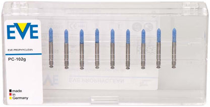 EVE PROPHYCLEAN® blau 10er Torpedo Prophylaxepolierer in transparenter Verpackung.