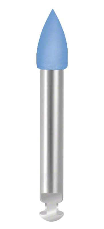 Blauer grober Prophylaxe-Polierer auf metallischem Schaft.