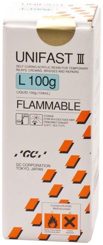 Unifast III Flüssigkeit 100g Verpackung mit Warnsymbolen und Produktinformationen.