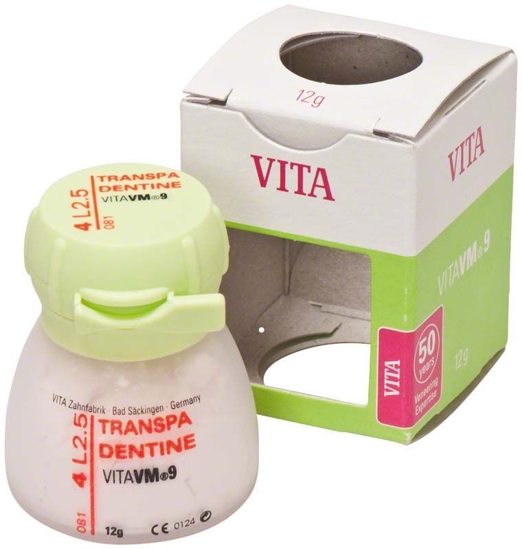 VITA VM9 3D Transpa Dentin 12g mit geöffneter Verpackung.